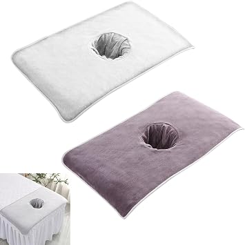 Massage Table Cover, Pack of 2 Massage Table Sheets with Face Hole, Comfortable and Soft Massage Towels, Face Wipes Suitable for Spa, Beauty Salons, Foot Massage, Sauna
