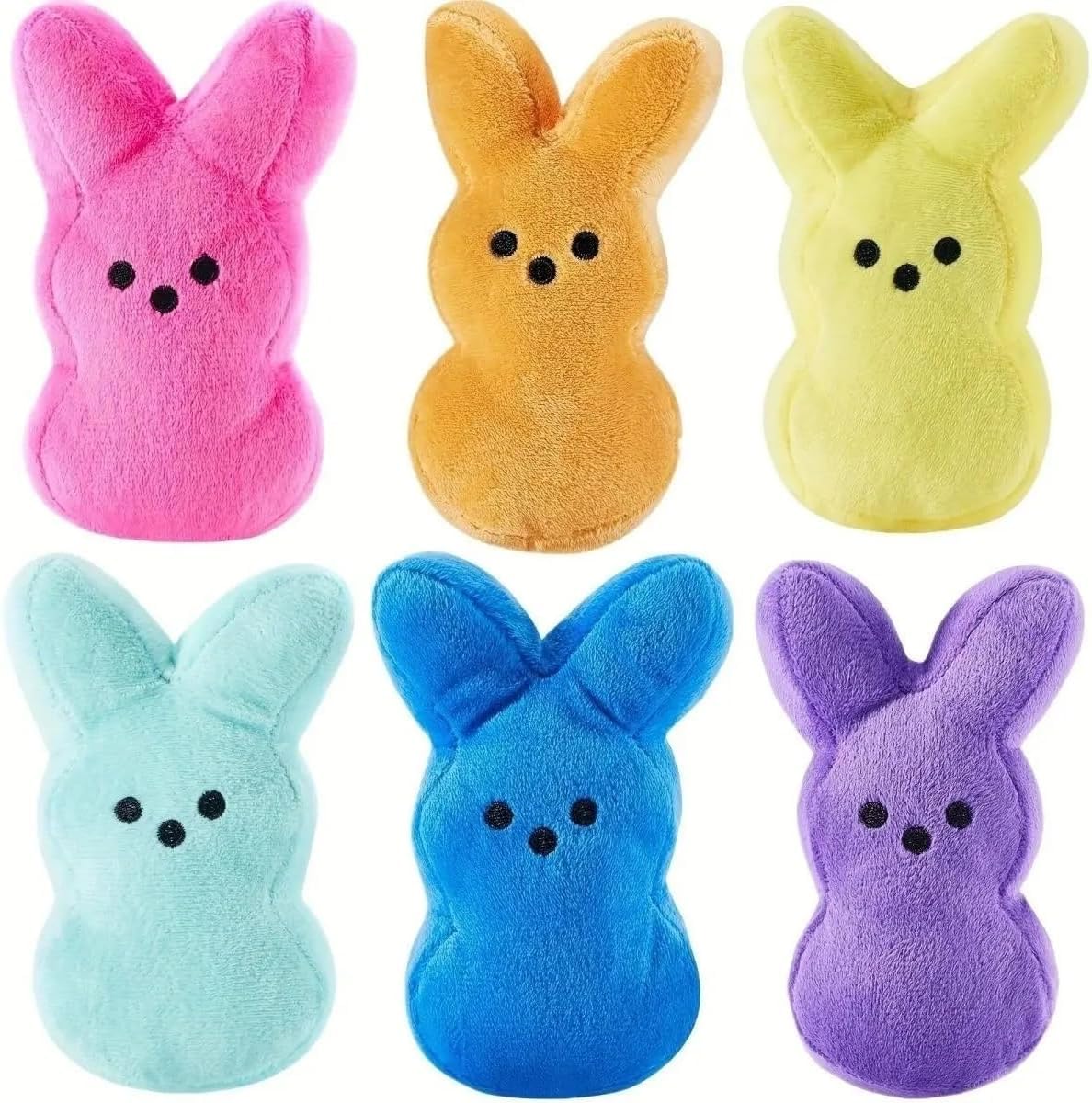 6PCS Easter Bunny Stuffed Plush Toy, Easter Basket Stuffers Toys for Kids, Bunny Stuffed Animal Decorations, Easter Egg Fillers, Easter Gifts for Kids Boys Girls Toddler (A)