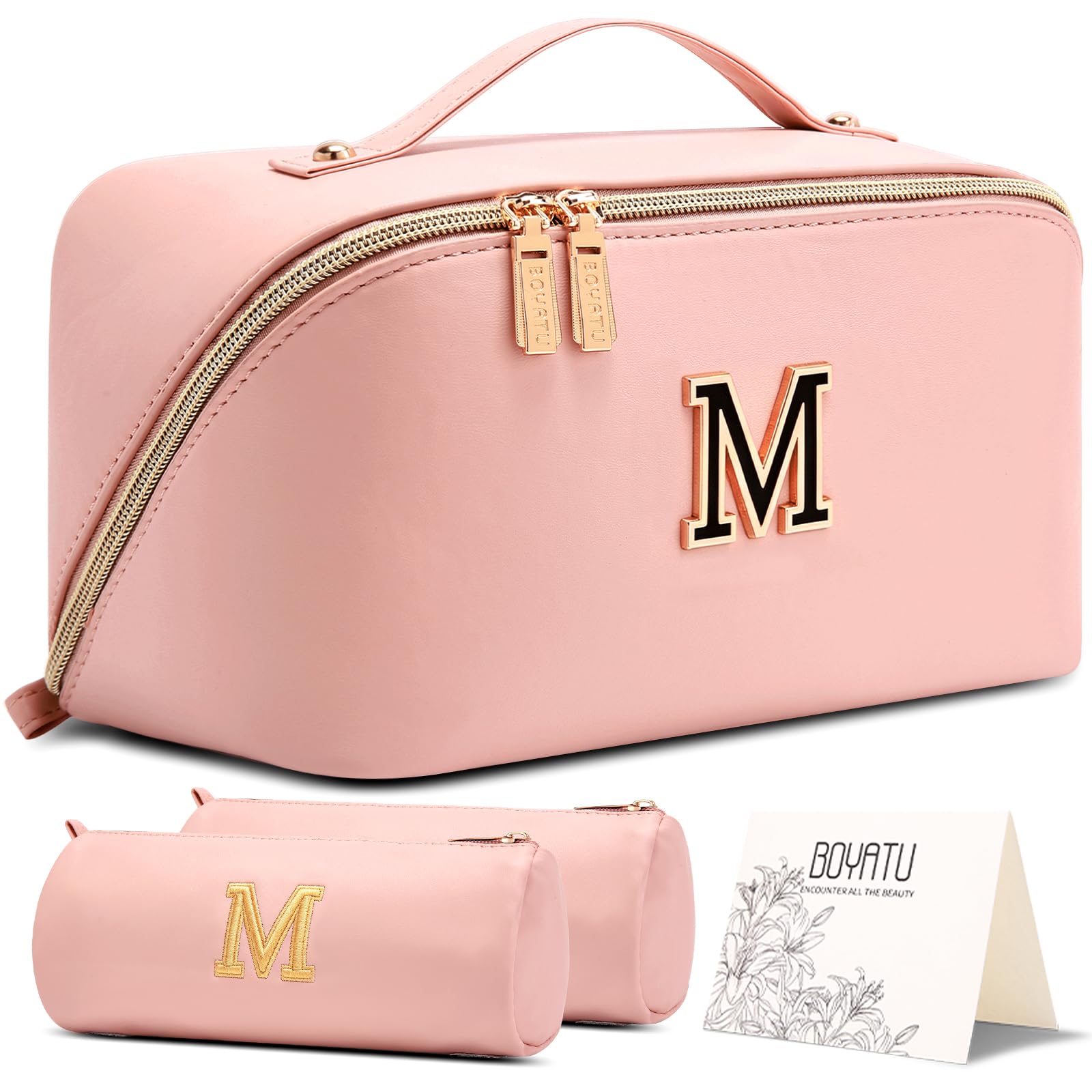BOYATU Personalized Travel Makeup Bag: 3-in-1 Cosmetic Bag Gift for Women Global Recycled Standard Global Recycled Standard Global Recycled Standard