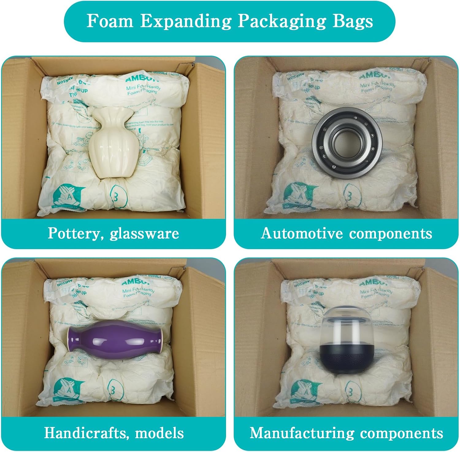 20 Pack Foam Bag 18.3 x 22.6 inch Handy Packing Bag Expanding Packaging Bags Quick Instant Expanding Bags for Mailing Shipping Packing