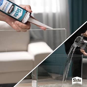 Sista Silikon Mastik Aquarium, Balıklara Zarar Vermeyen Akvaryum Silikonu, UV Dirençli Silikon Mastik, Elastikiyeti Yüksek Güçlü Yapıştırıcı, 1x280ml