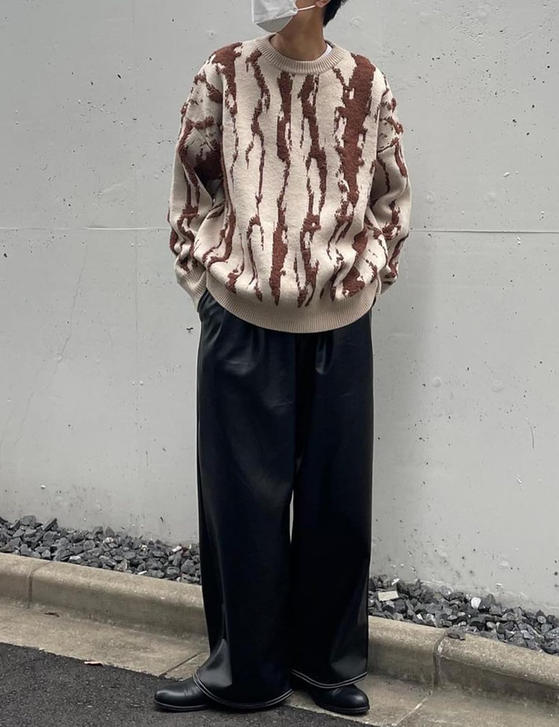 Yimoon Mens Oversized Sweaters Y2K Aesthetic Flame Graphic Crewneck Knitted Casual Pullover Long Sleeve Jumpers - Image 5