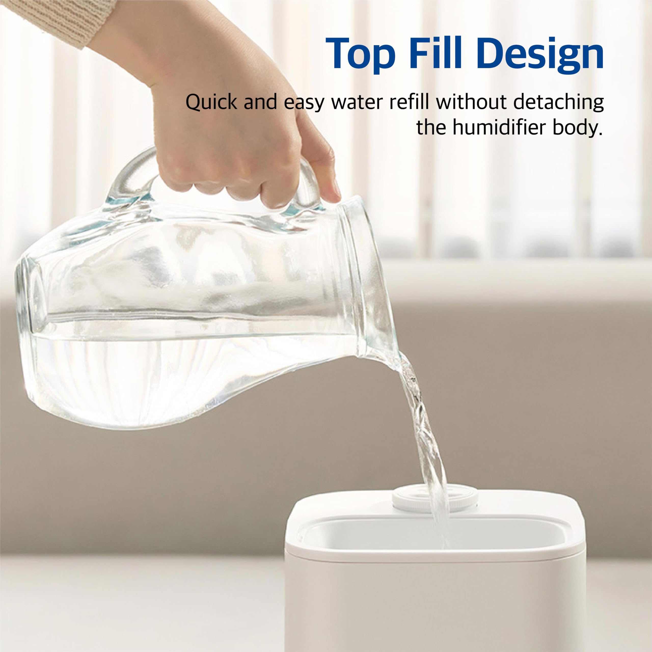 Pureal Humidificador de torre, 2.6 galones (10 L) sobre ruedas, niebla cálida y fría de 3 etapas, dura 83 horas, habitación grande con luz ambiental, ajuste de humedad, temporizador de 12 horas