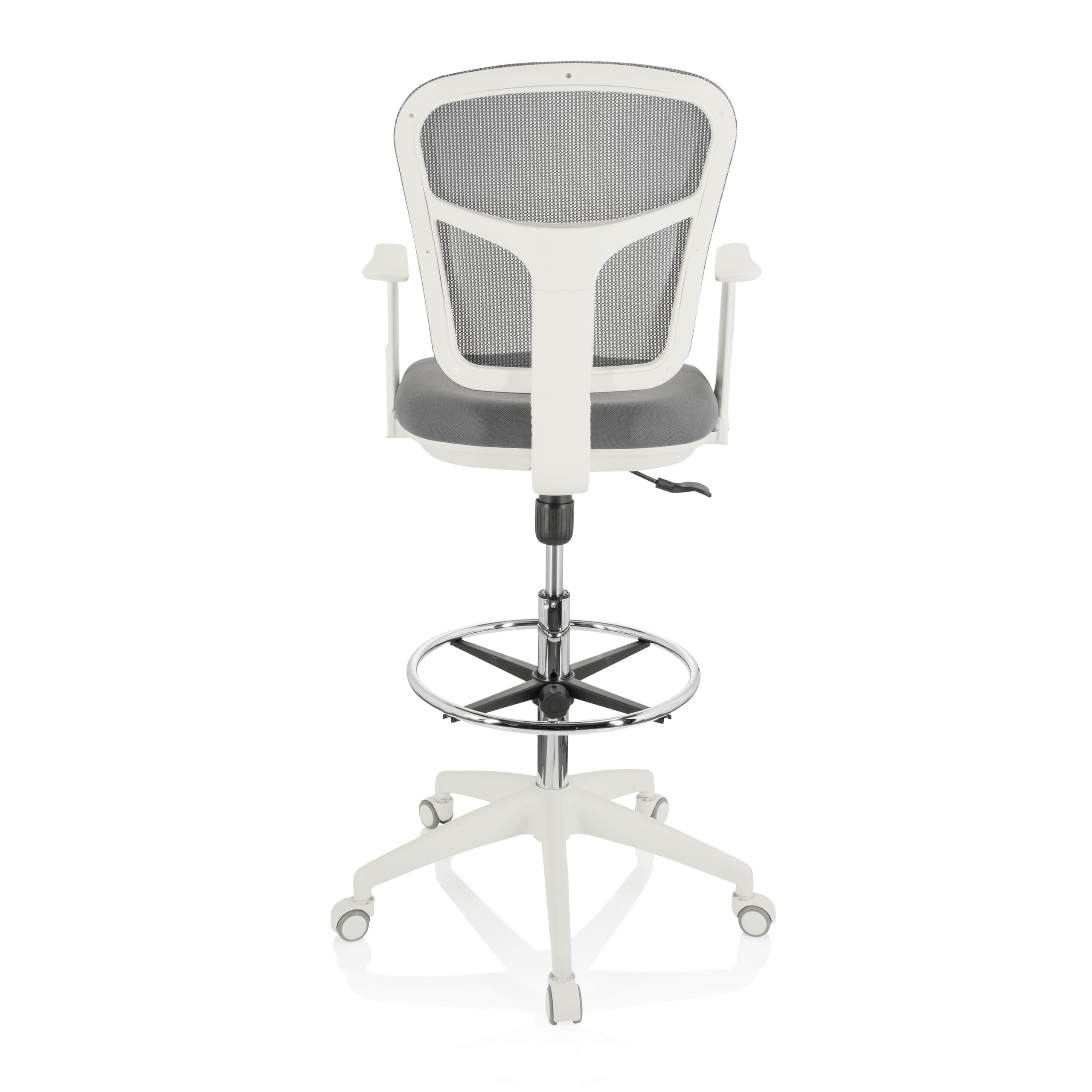 hjh OFFICE Silla de Trabajo Silla de Oficina Taburete Giratorio Top Work 108 Tela Malla Reposapiés Regulable en Altura Blanco