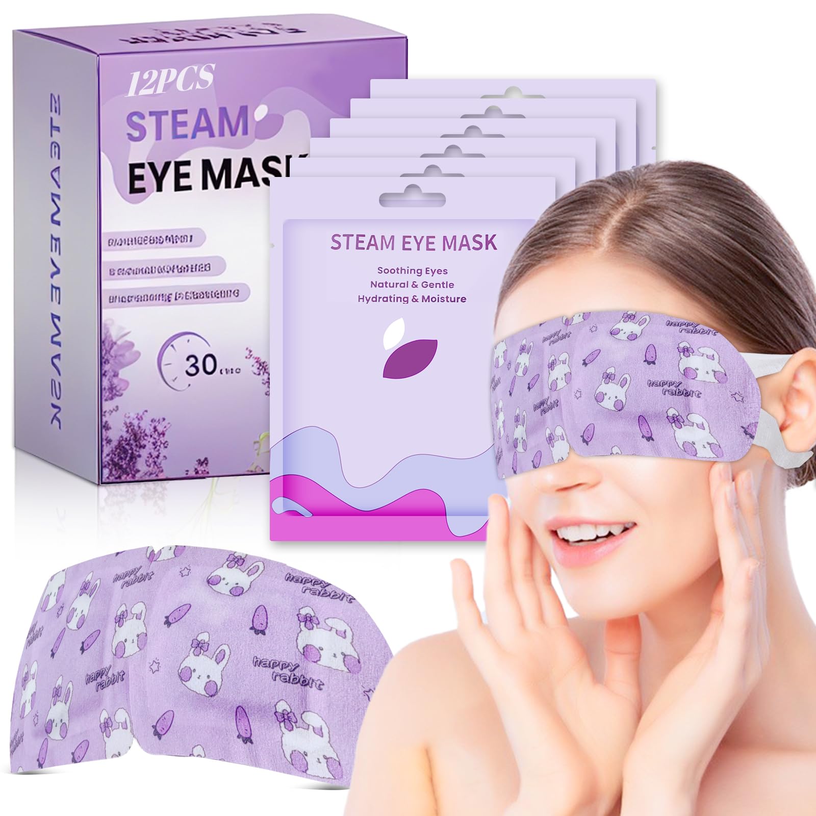 12 Packs Steam Eye Mask, Lavender Steam Eye Masks for Sleeping, Heated Warming Eye Mask fo...