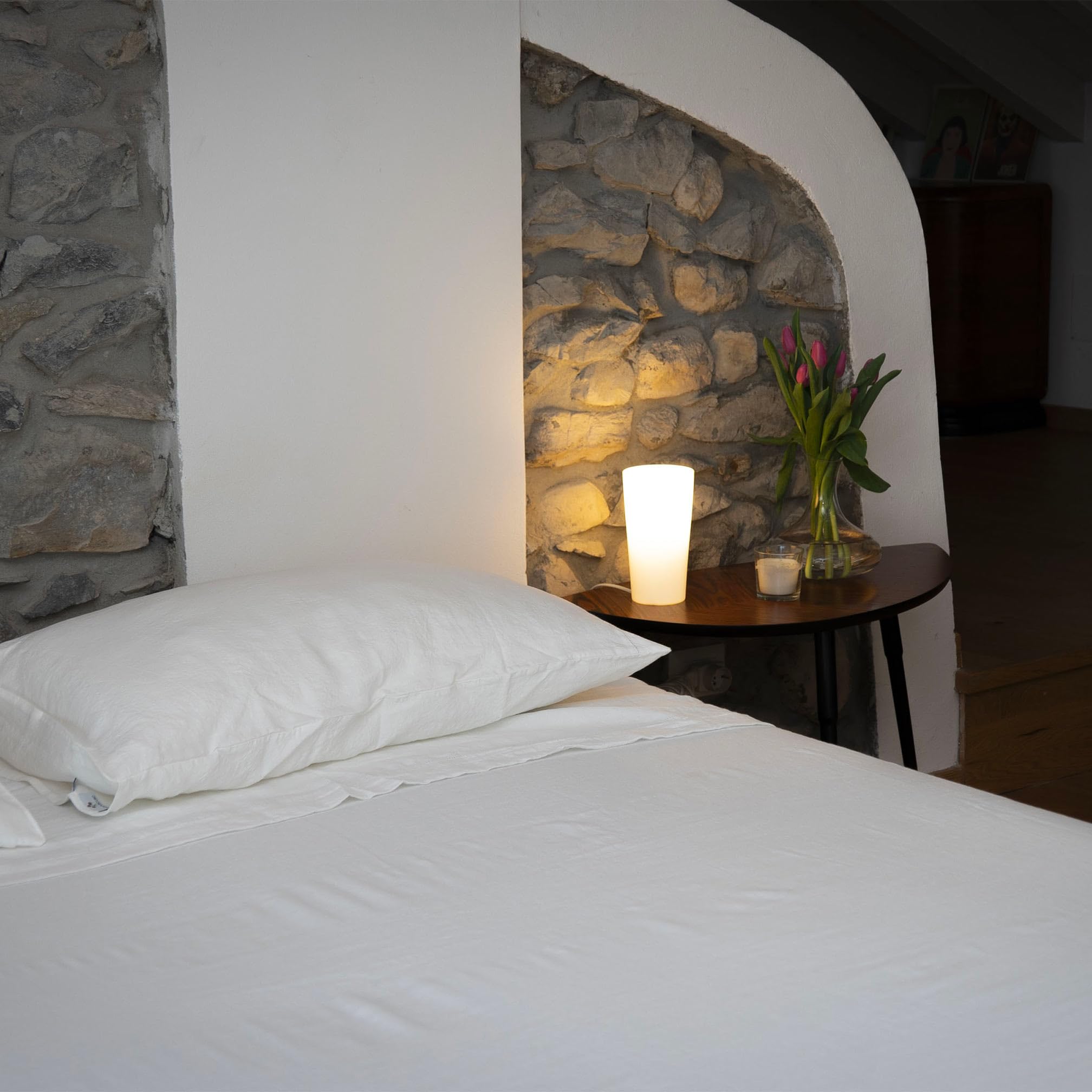 Bonazzi Home, lenzuolo sopra 100% puro lino, lavorazione orlo a giorno, 100% MADE IN ITALY (Bianco naturale, Una piazza 1/2, 210x300)