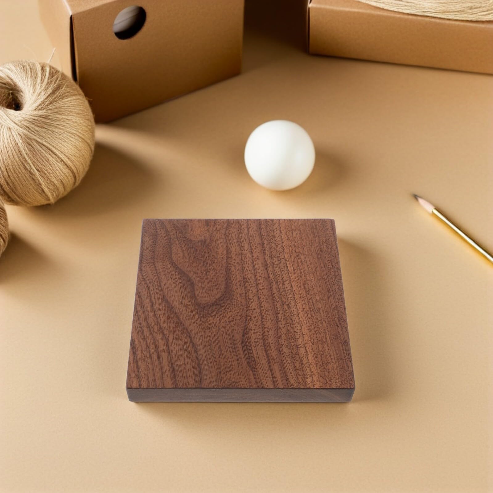 Cuadrado de Madera Natural sin Terminar 15x15x2 Cm para Manualidades, Bloque Artesanal para Tallar y Pintar, Pieza de Madera para Bricolaje y Decoración Creativa, Material
