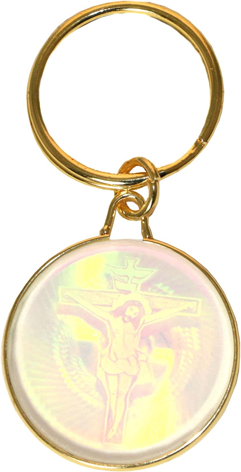 Conklin FashionsGold-Tone Holographic Jesus On The Cross Religious Theme Key Chain KEKC4723