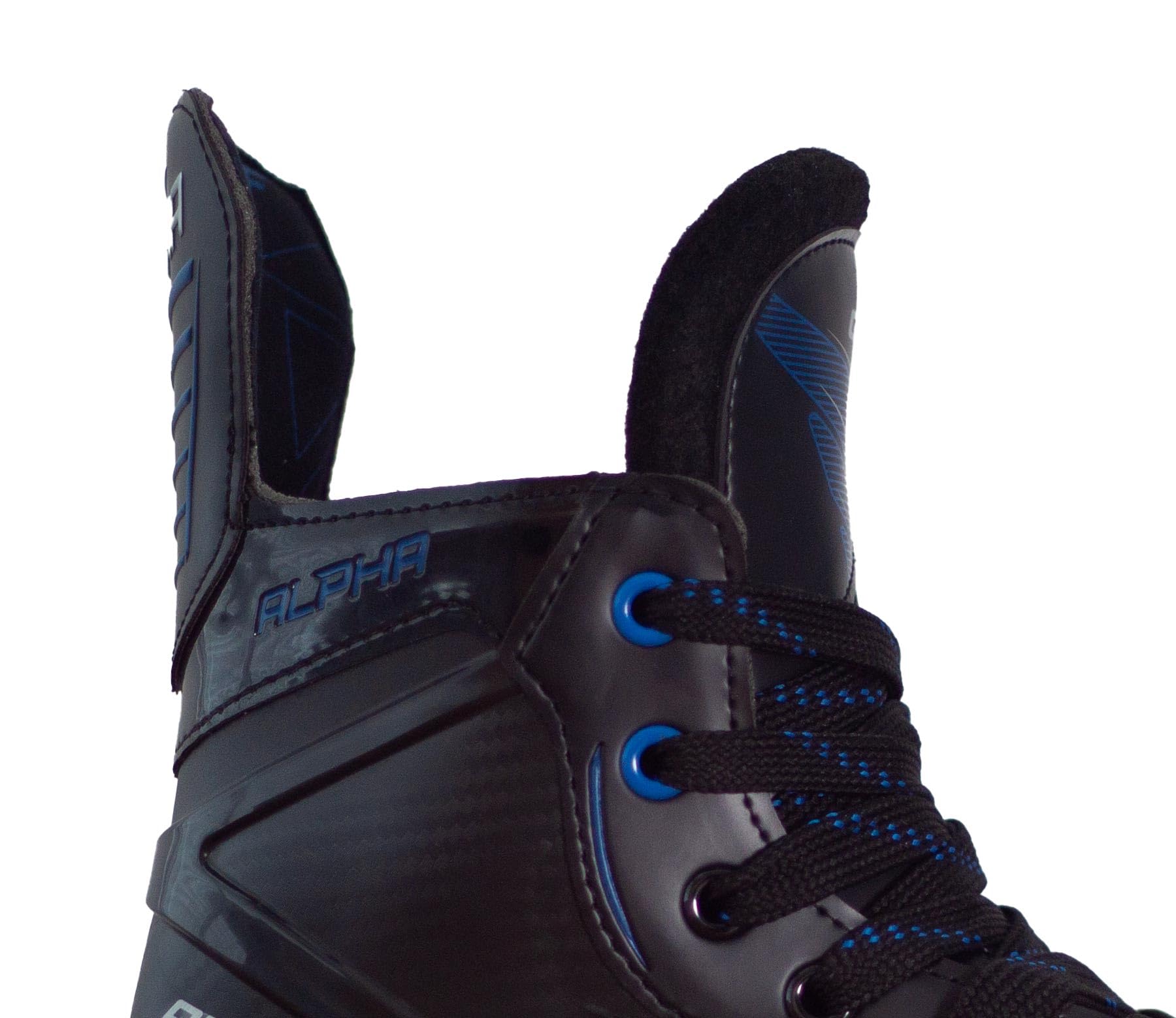 Alpha Graf Patins à glace pour adulte, senior, loisirs, hockey sur glace, noir/bleu, unisexe