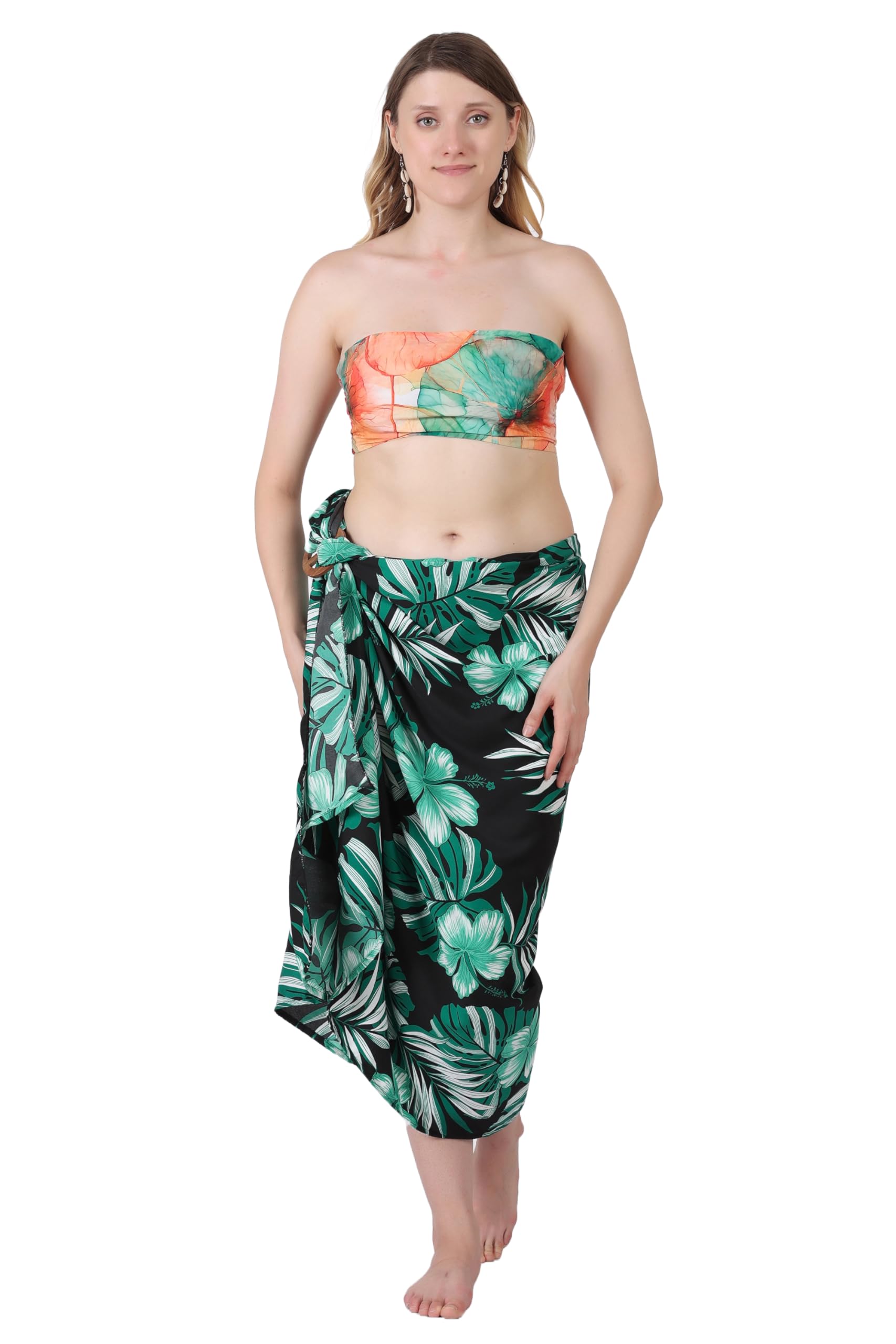 celby Black Floral Printed Summer Lightweight Swimsuit Coverup For Women-picture-14