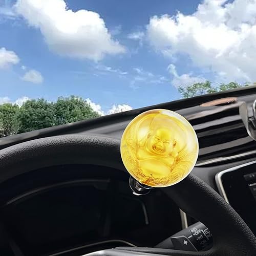 Miniatura 3 de Pomo para volante de coche, mango giratorio suicida para la mayoría de vehículos de transmisión manual (dorado 1)