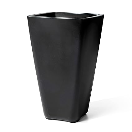 Step2 Bridgeview Tall Square Planter Box, Onyx Black - Large Planter for Outdoor/Indoor Use - Maintenance Free Design - Ideal Patio and Front Porch Planter ? Measures 16.84