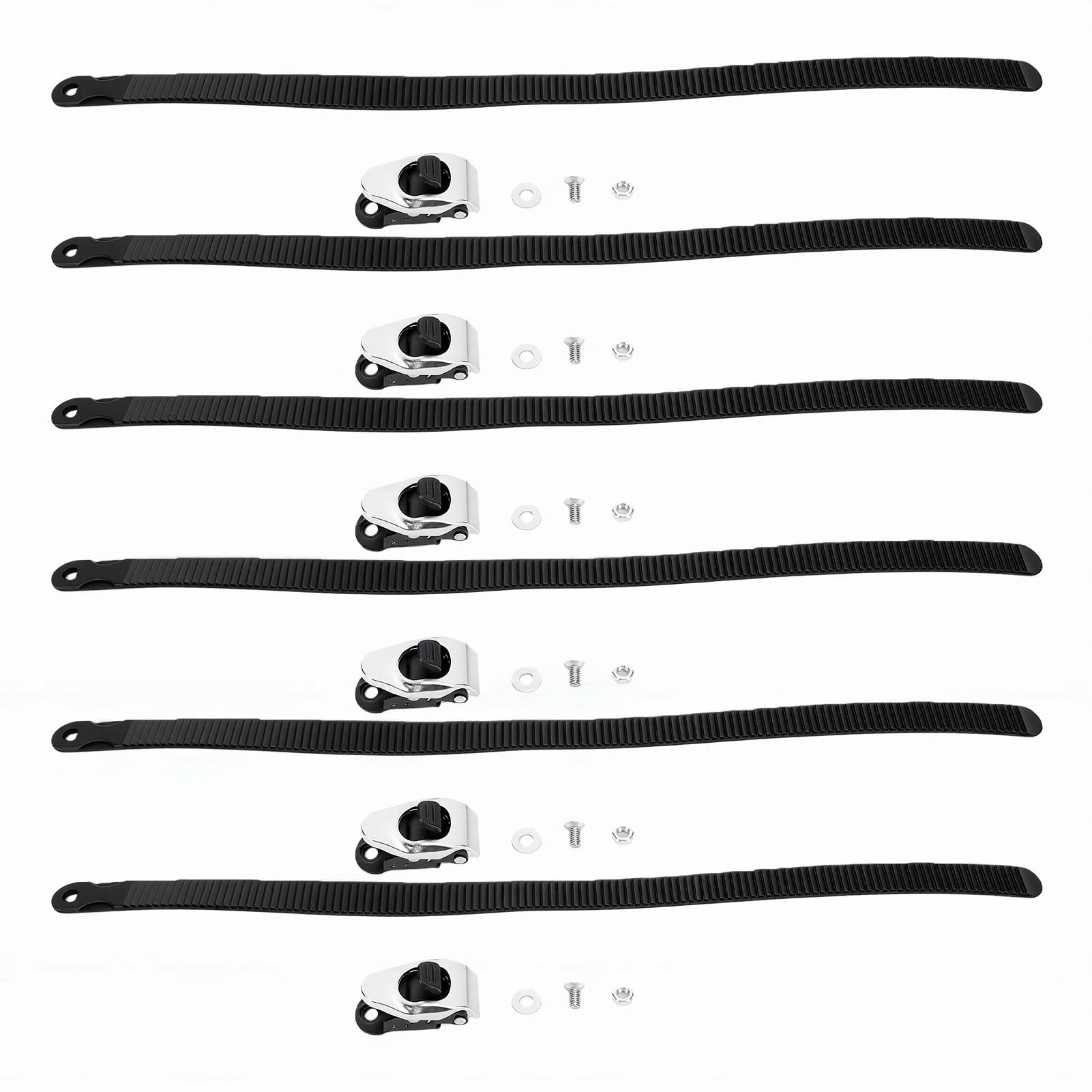 Juego de 6 Bridas para Cables de Trinquete Reutilizables de Alta Resistencia, Bloqueo Ajustable de 20 Pulgadas con Cierre de Correa, Hebilla de Acero Inoxidable, Correas de Seguridad para