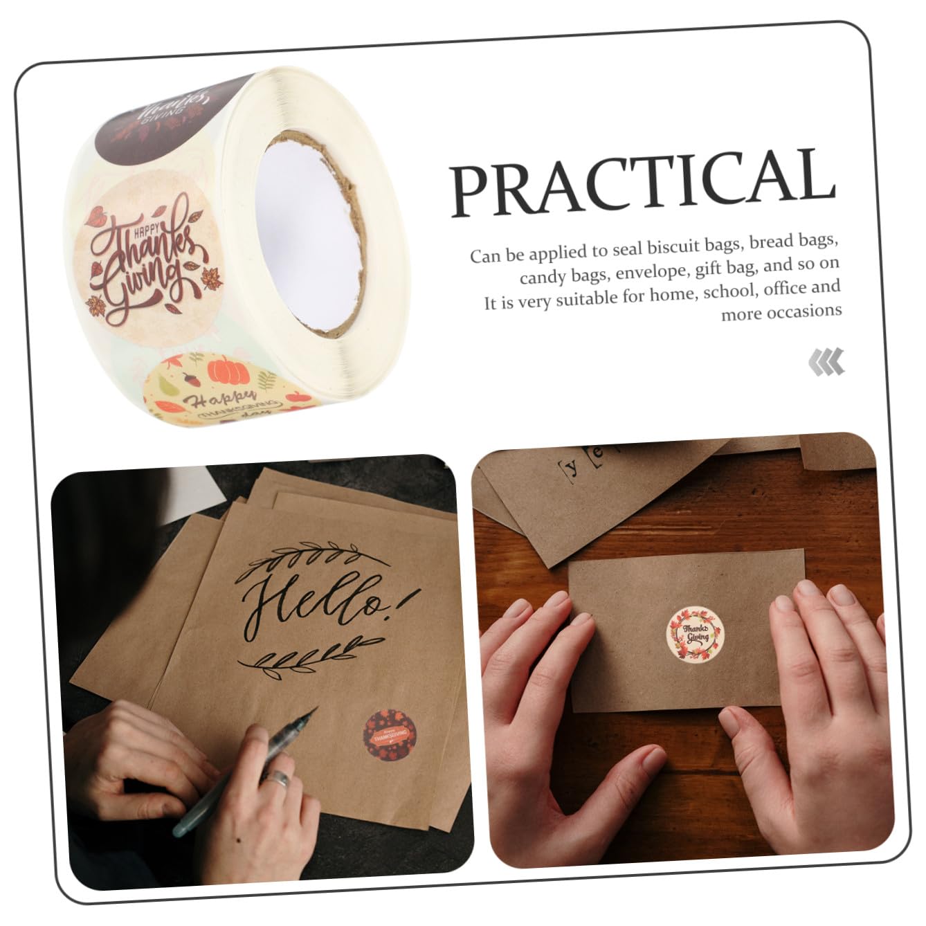 STOBOK 3rotoli Adesivi Decorativi Per Buste Di Ringraziamento Rotondi Autoadesivi Stile Adorabile Perfetti Per Carte Pacchi e Regali Confezione