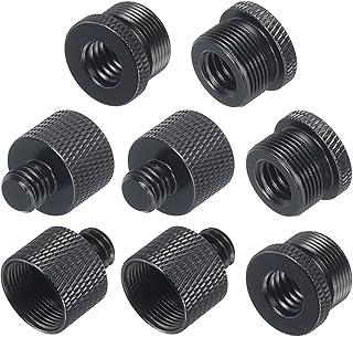 sourcing map 8Pcs Mic Stand Adapter 5/8 Female to 1/4 Male,5/8 Female to 3/8 Male and 1/4 Female to 5/8 Male,3/8 Male to 5/8 Male Camera Screw Thread Adapter for Microphone Tripod Stand Black