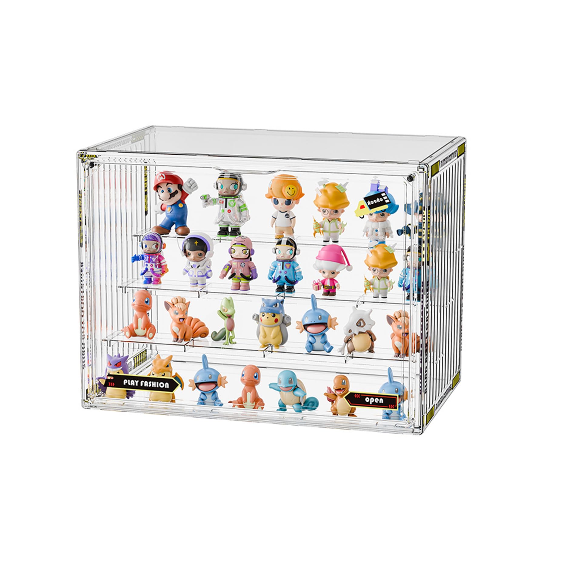 Custodia in acrilico impilabile a 4 livelli per Pop Mart & Blind Box giocattolo con doppia porta magnetica, impermeabile alla polvere e risparmiante di spazio Facile da installare (Clear, XL-1Pack)