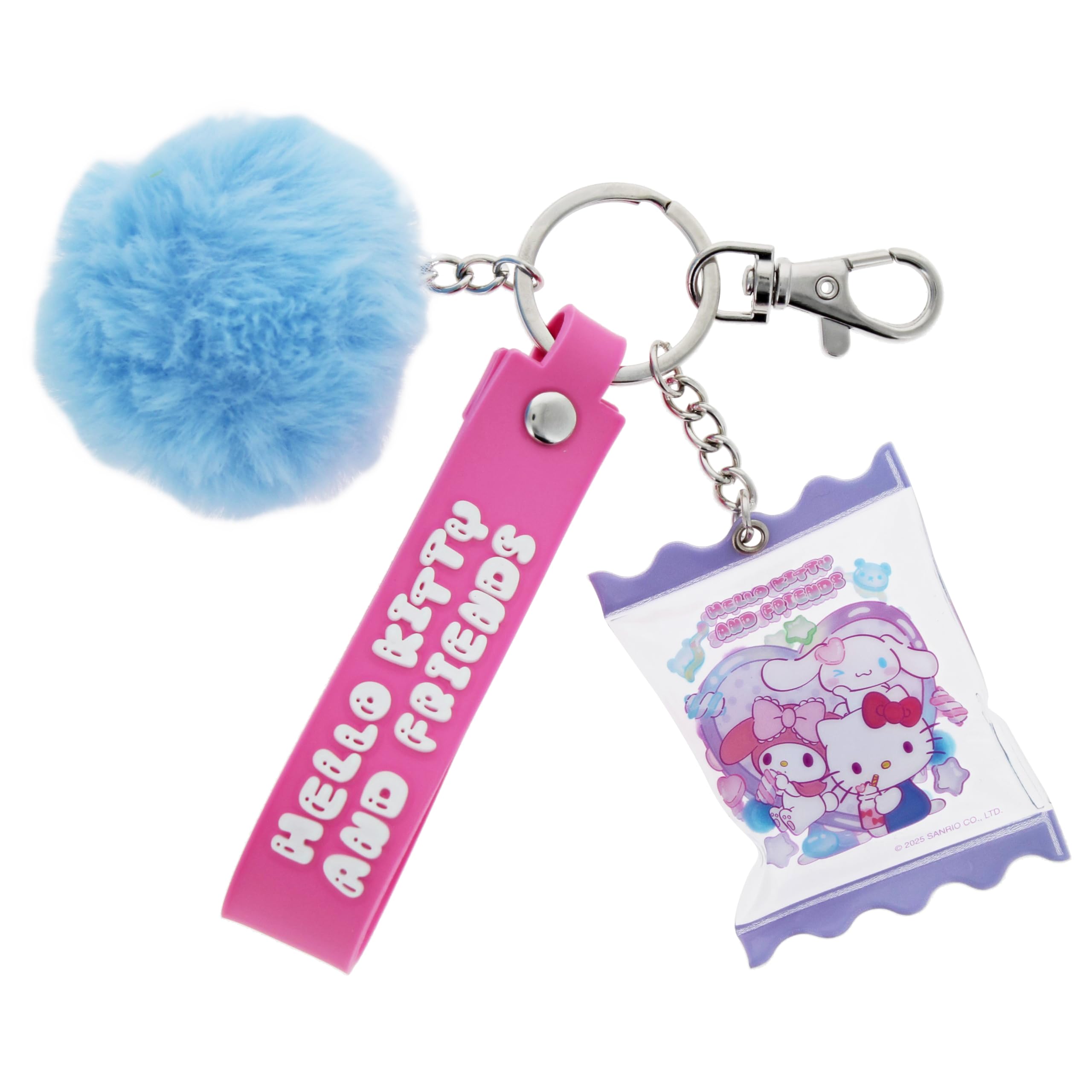 Blueprint Collections Unisex Kids Multicolor Hello Kitty Keyring | Cute Kawaii Bag Charm With Pom Pom | Fun Keychain For Bags & Keys | Hello Kitty & Friends Gifts And Accessories
