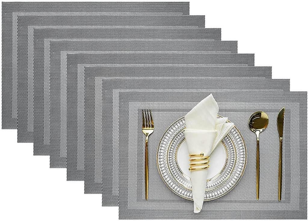 8-Piece Set PVC Washable Placemat Table Mat Placemat Set Kitchen Accessories Coaster Wine Mat Table Decoration(D)