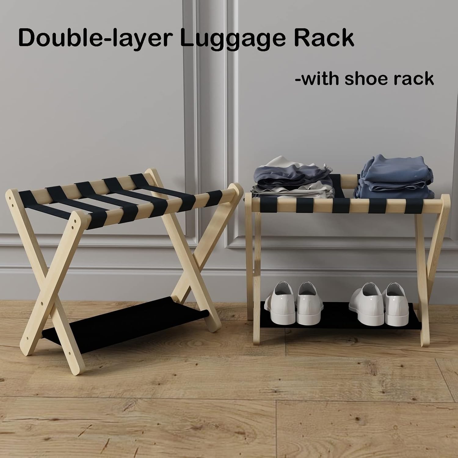 Luggage Rack for Guest Room - Multi-Functional Suitcase Stand and Shoe Storage Rack, 700x430x500MM, Set of 4