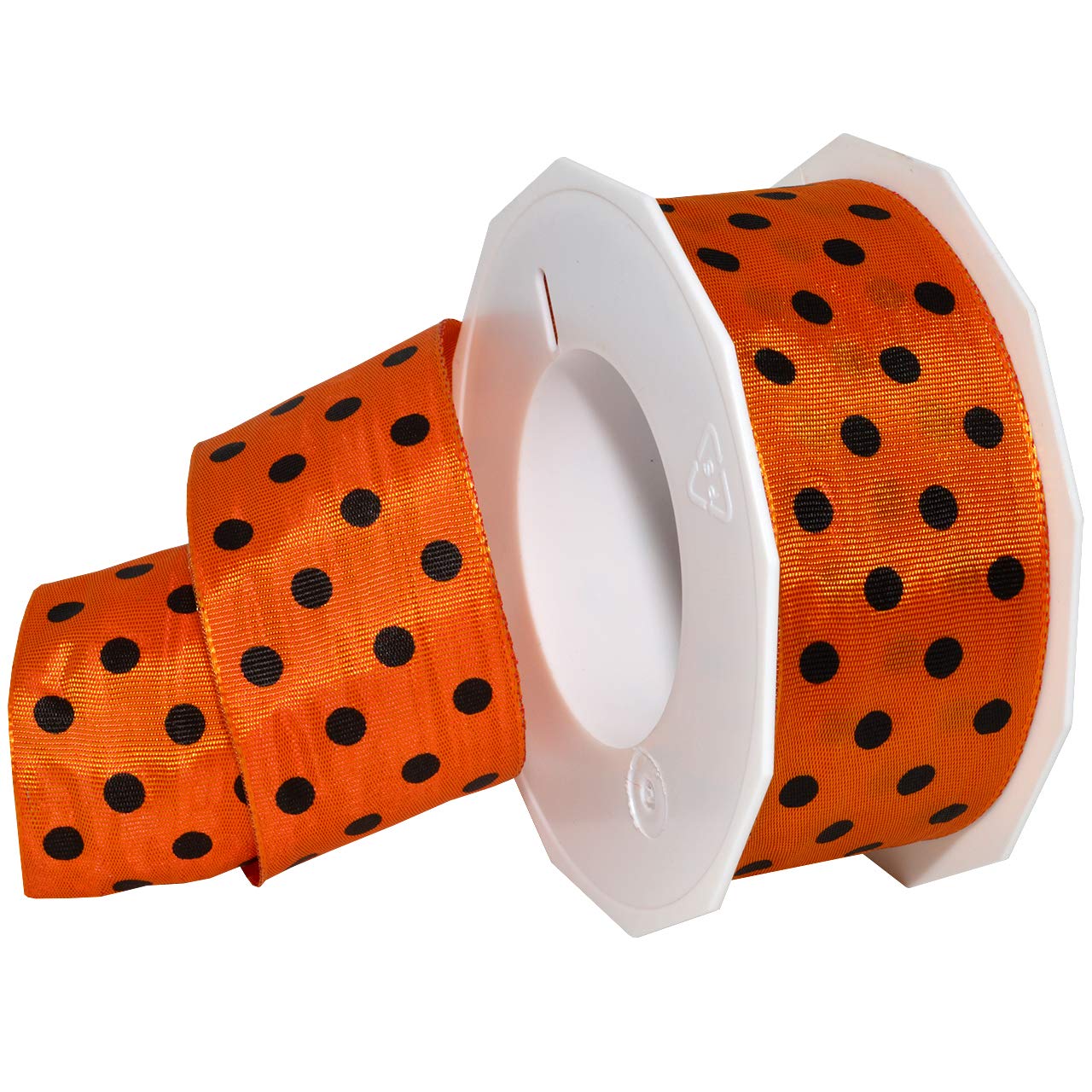 Morex Ribbon 6612 - Nastro a pois in tessuto, tangerine con puntini neri, 1,5 x 20 m