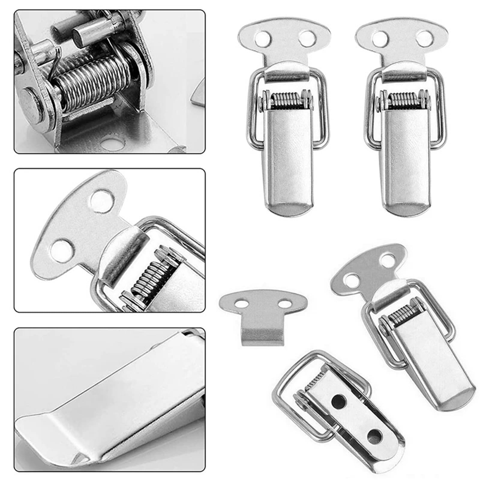 8 Stück Edelstahl-Entenmaulschnallen, Vintage-Mini-Schloss, for Truhen, Boxen, Geschenke, Koffer, Kofferschnallen, Knebelverschluss, Riegel, Klemme für Schränke
