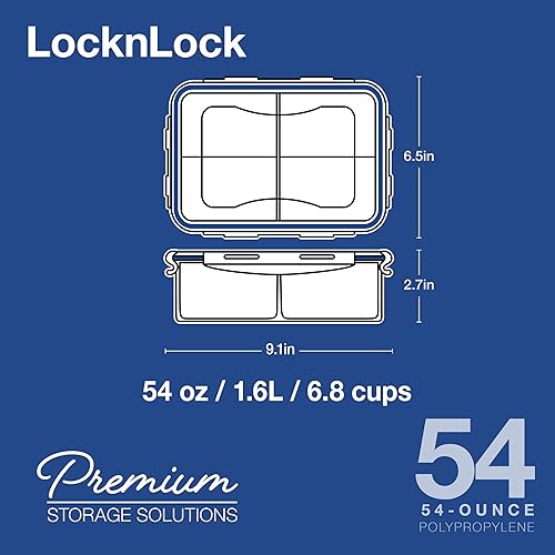Miniatura 2 de LocknLock Easy Essentials - Tapas de almacenamiento de alimentos recipientes herméticos sin BPA rectangular 54 onzas para verduras transparente