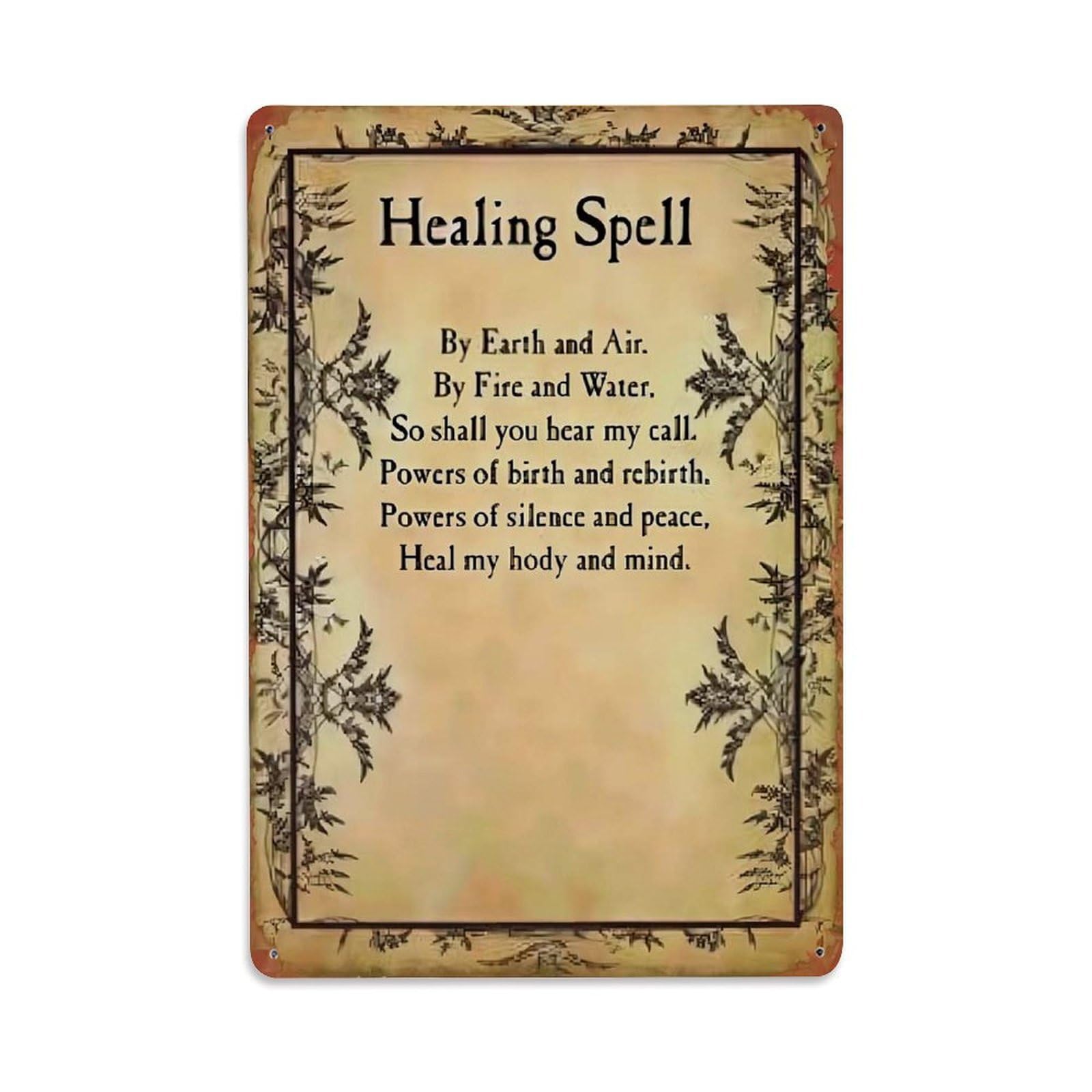 Jdfenggu Vintage Healing Spell Earth Air Fire Water Retro Metal Tin Sign, Decor Art Poster For Bar, Home, Man Cave, Kitchen, Laundry Room Gift 8X12inch
