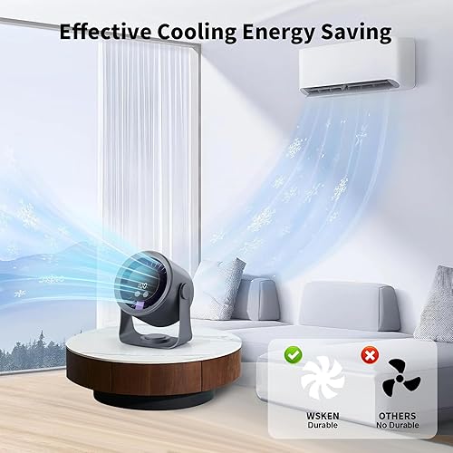Miniatura 9 de Ventilador de circulación de escritorio, rotación de 360 y 1-120 velocidades, ventiladores pequeños recargables para dormitorio con batería de 4000