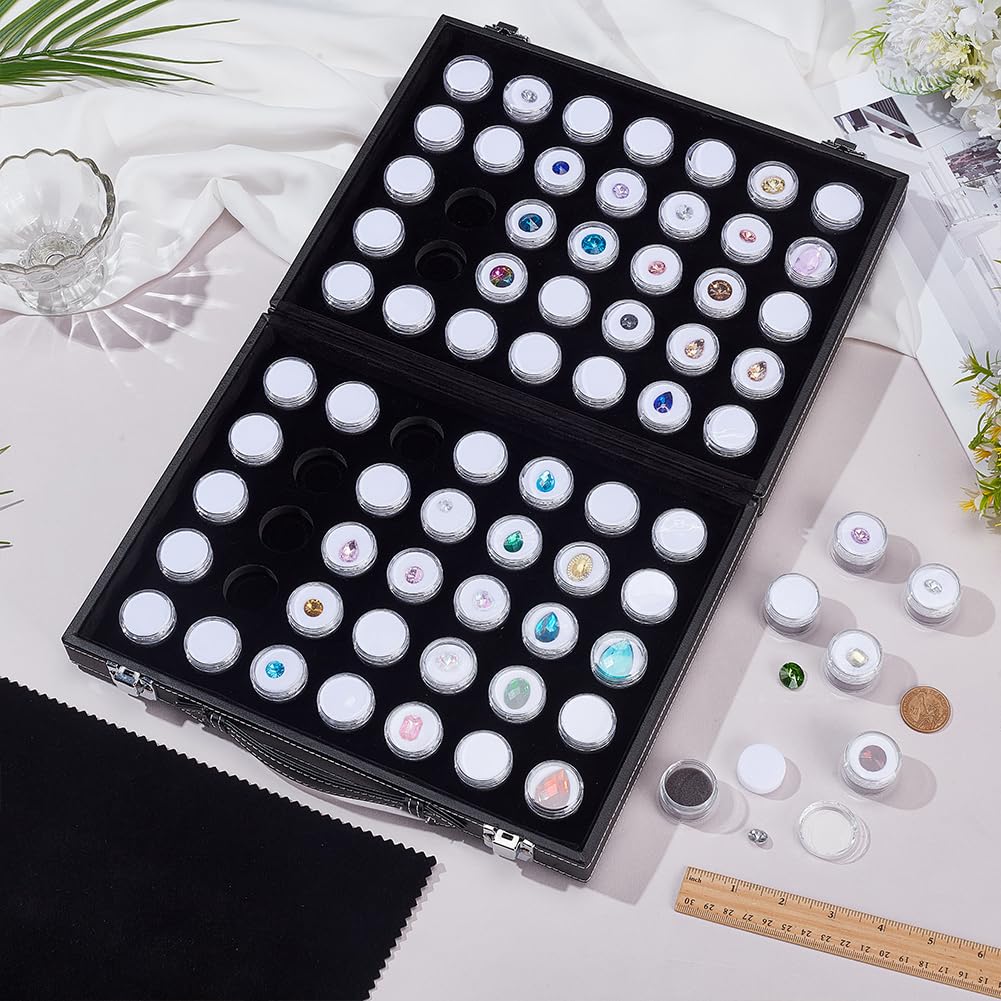 BENECREAT 70 Espositore per Gioielli con Bottoni Automatici, Organizer In Pelle Da 30x24cm per Conservare Pietre Preziose, Diamanti Sfusi, Cristalli e Oggetti Da Collezione