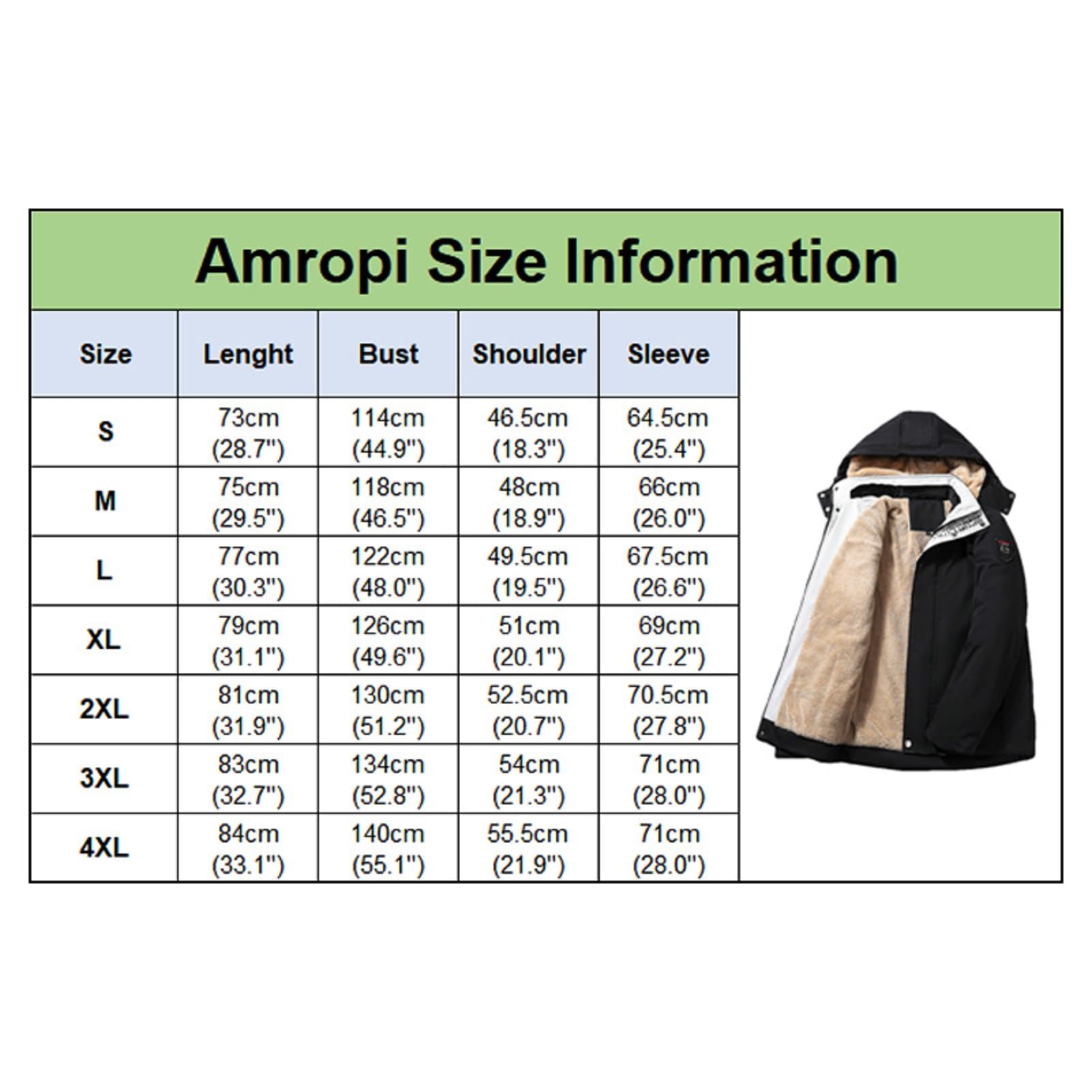 amropi Hombre Abrigo Forro Polar Parka Chaqueta con Capucha Invierno Cálida Cazadora