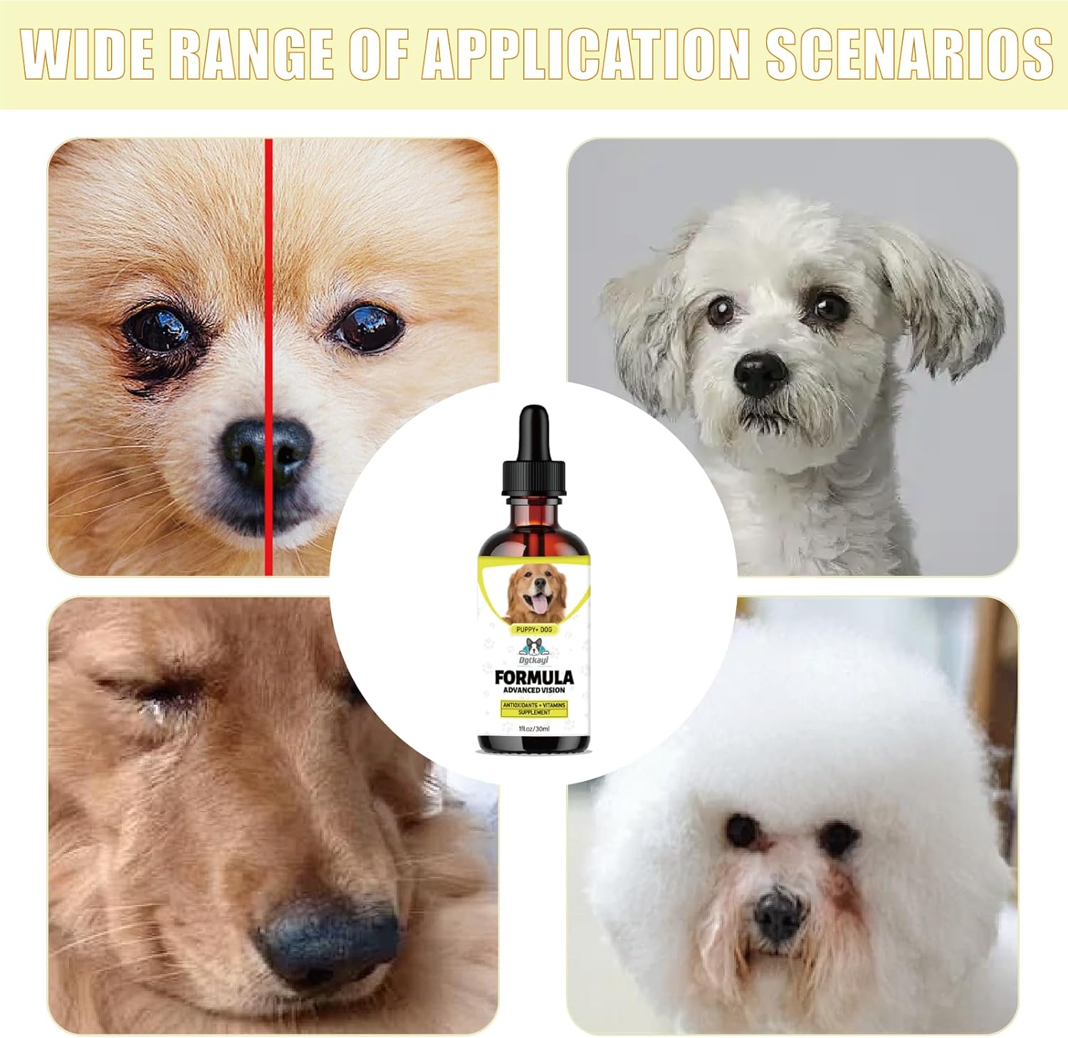 Advanced Vision Formula for Dogs – Liquid Eye and Vision Support Supplement – Supports Clear Vision & Reduces Cloudy Eyes & Cataracts in Dogs – with Lutein & Zeaxanthin – 1oz (30ml) Oral Drops