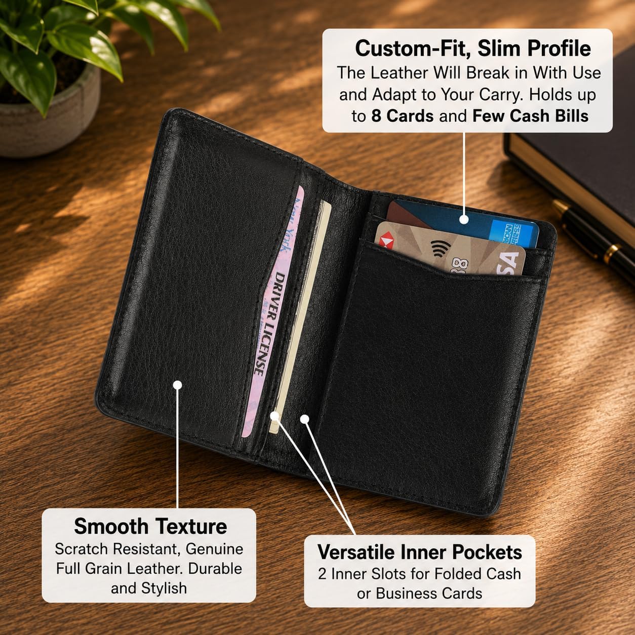 RFID Blocking Slim Wallet for Men | Thin Bifold Credit Card Holder Wallet | Mens Wallet Slim Business Card Case | Minimalist Front Pocket wallet with Gift Box