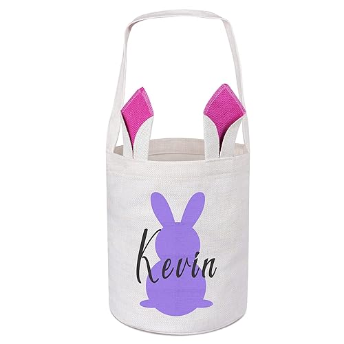 Miniatura 1 de VAPCUFF - Canastas de Pascua personalizadas para niños, cesta de Pascua para huevos de Pascua, cesta de conejo de Pascua, cesta de caza de huevos de