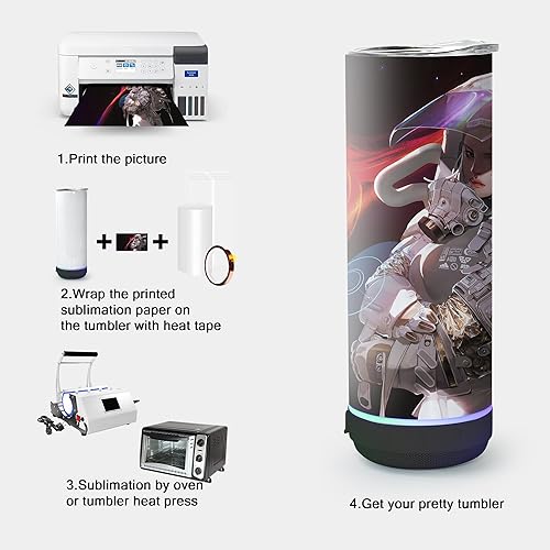 Miniatura 7 de Vaso de altavoz de música (paquete de 25)  Vaso de sublimación de 20 oz delgado y recto con altavoz, popote y cable de carga USB, vaso de música