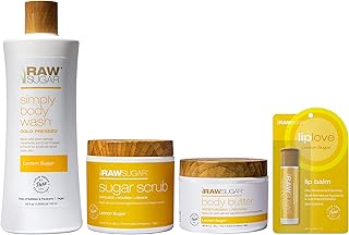Sponsored Ad - Raw Sugar Lemon Sugar Body Love Bundle - Body Wash, Body Scrub, Body Butter & Lip Balm, Clean, Made with Pl...