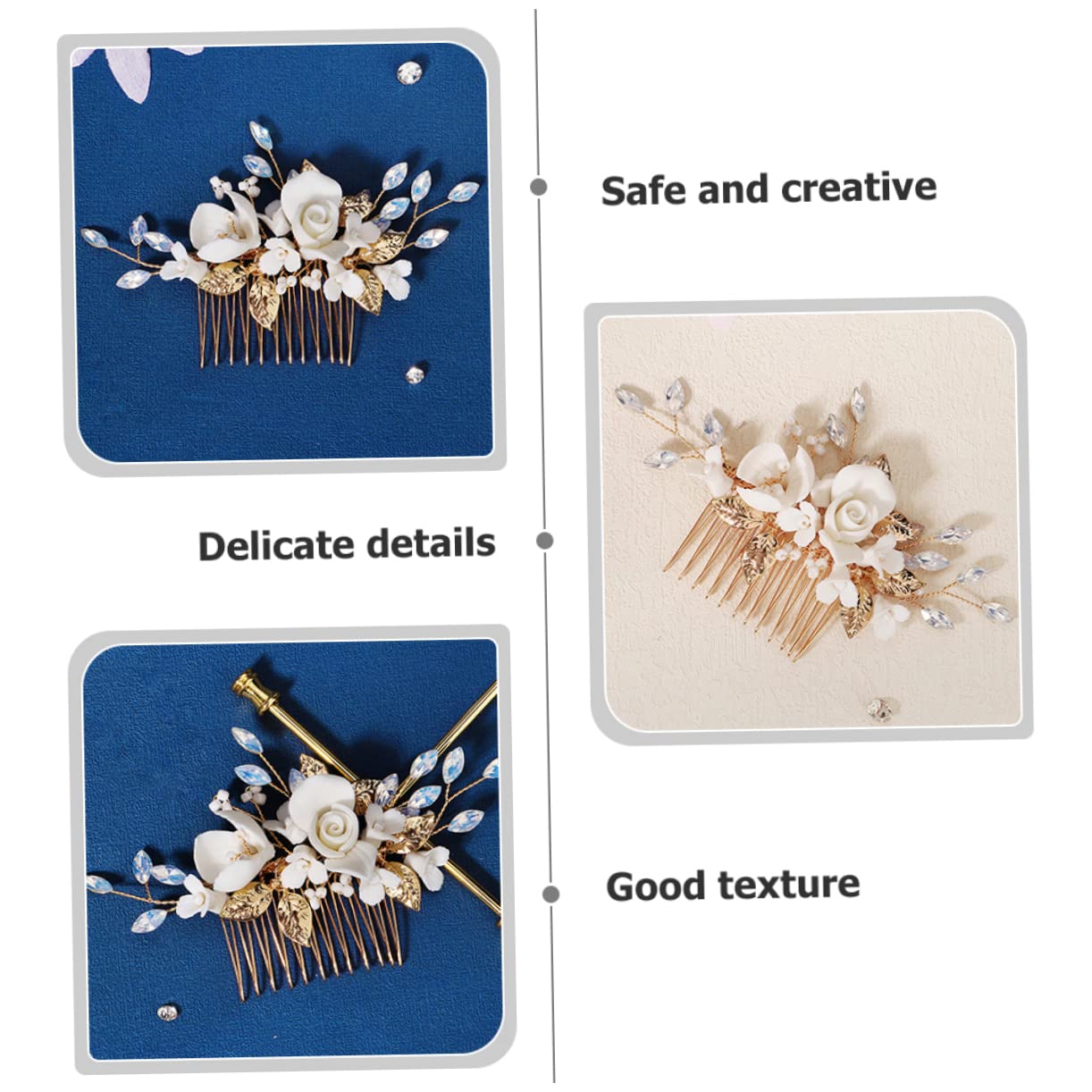 Cabilock 2 Piezas Peine De Novia Decoración Del Cabello Para La Boda Decoración De Macramé Peines Para El Cabello Peine De Boda Cerámica Dama De Honor Pedrería