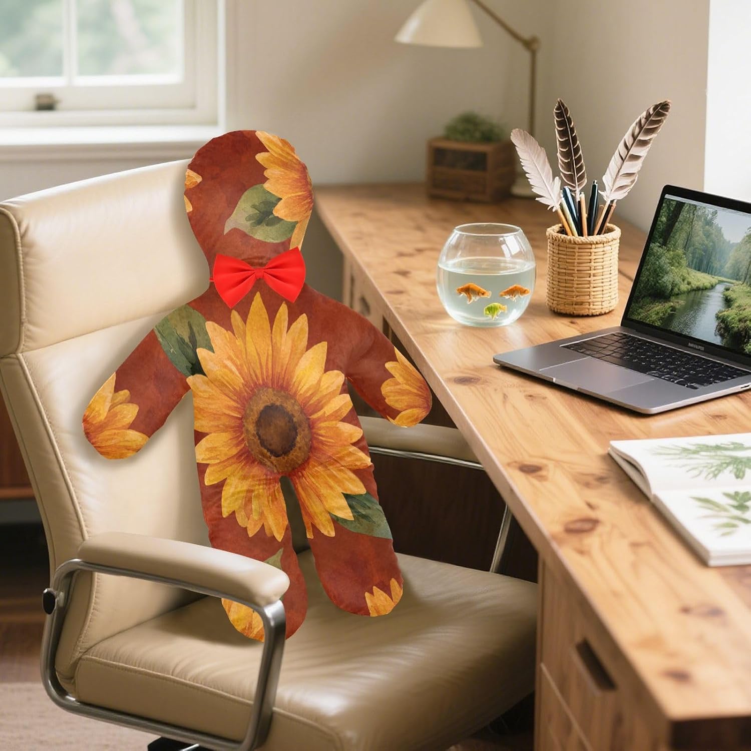 Sunflowers Human-Shaped Pillow Soft Body Pillows Washable Velvet Pillows for Anxiety Relief Sleeping Cuddling & Support