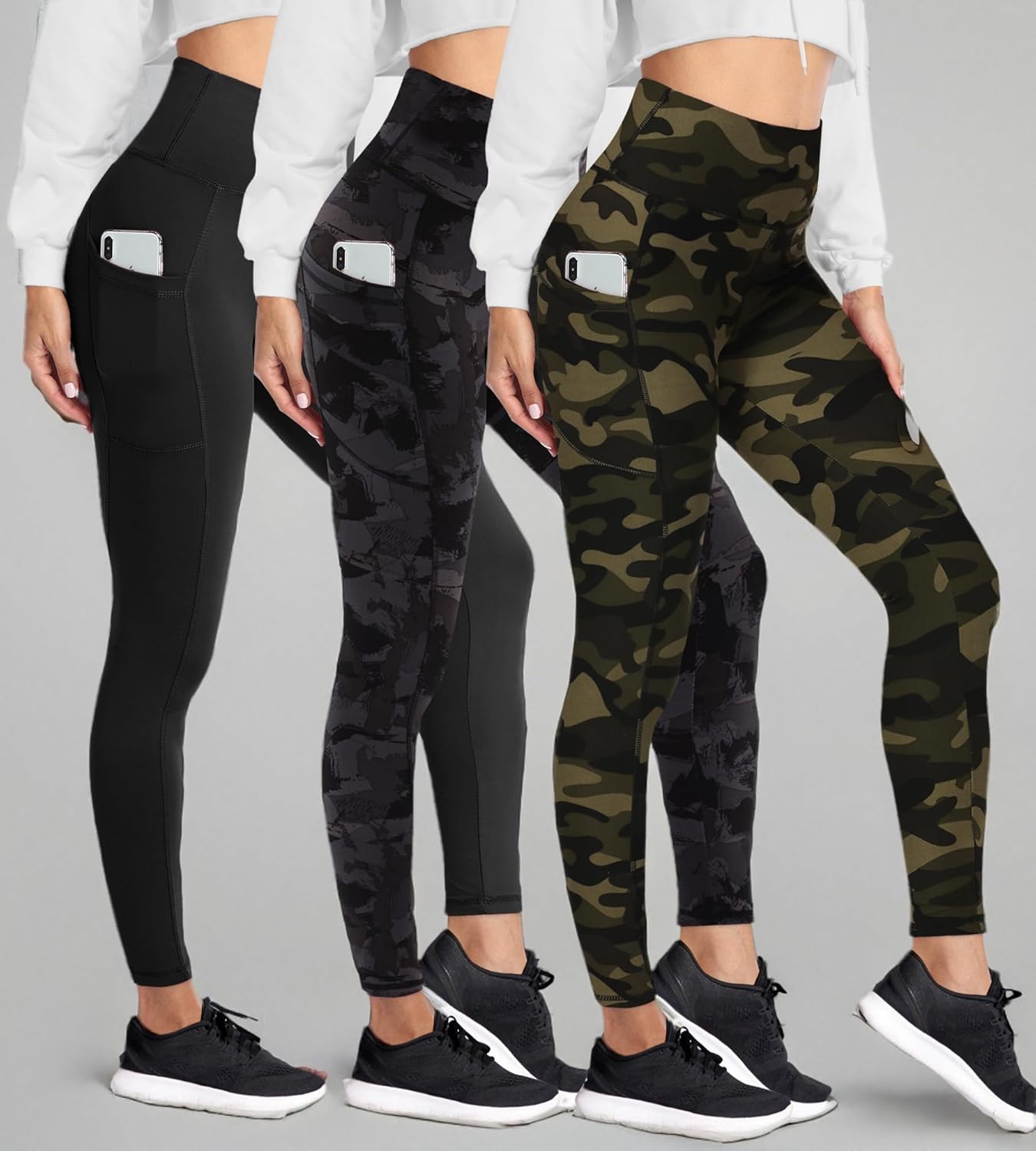 HIGHDAYS 3 Pack Fleece Lined Leggings for Women with Pockets - Tummy Control Thermal Warm Yoga Pants Plus Size S/M-4XL - Image 6