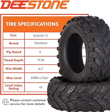Deestone D936 ATV/UTV Tire 25/8.00-12 48J