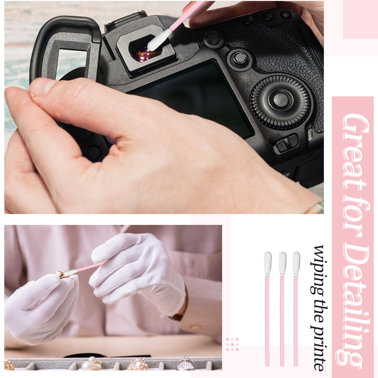 Zhengmy 500 Pcs Foam Swabs for Printer Head Camera Lens 3.66 Inch,Pink — Amazon image 4