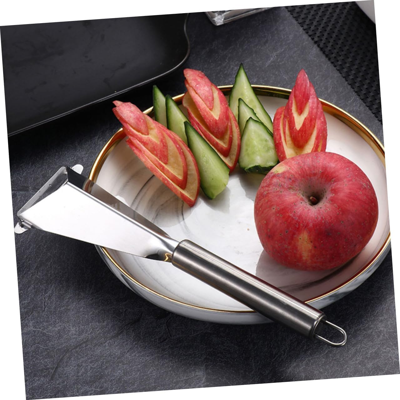 Mikinona 2pcs Stainless Steel Fruit Carving Cutter Practical and Vegetable Peeling Tools for Kitchen Use Compact Design for