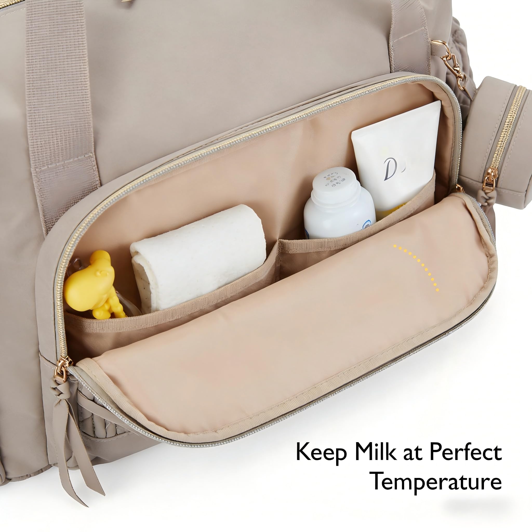 Grand sac à langer multifonction pour maman avec étui à tétine, imperméable, grande capacité pour couches et bouteilles, parfait pour les voyages, la plage et les déplacements