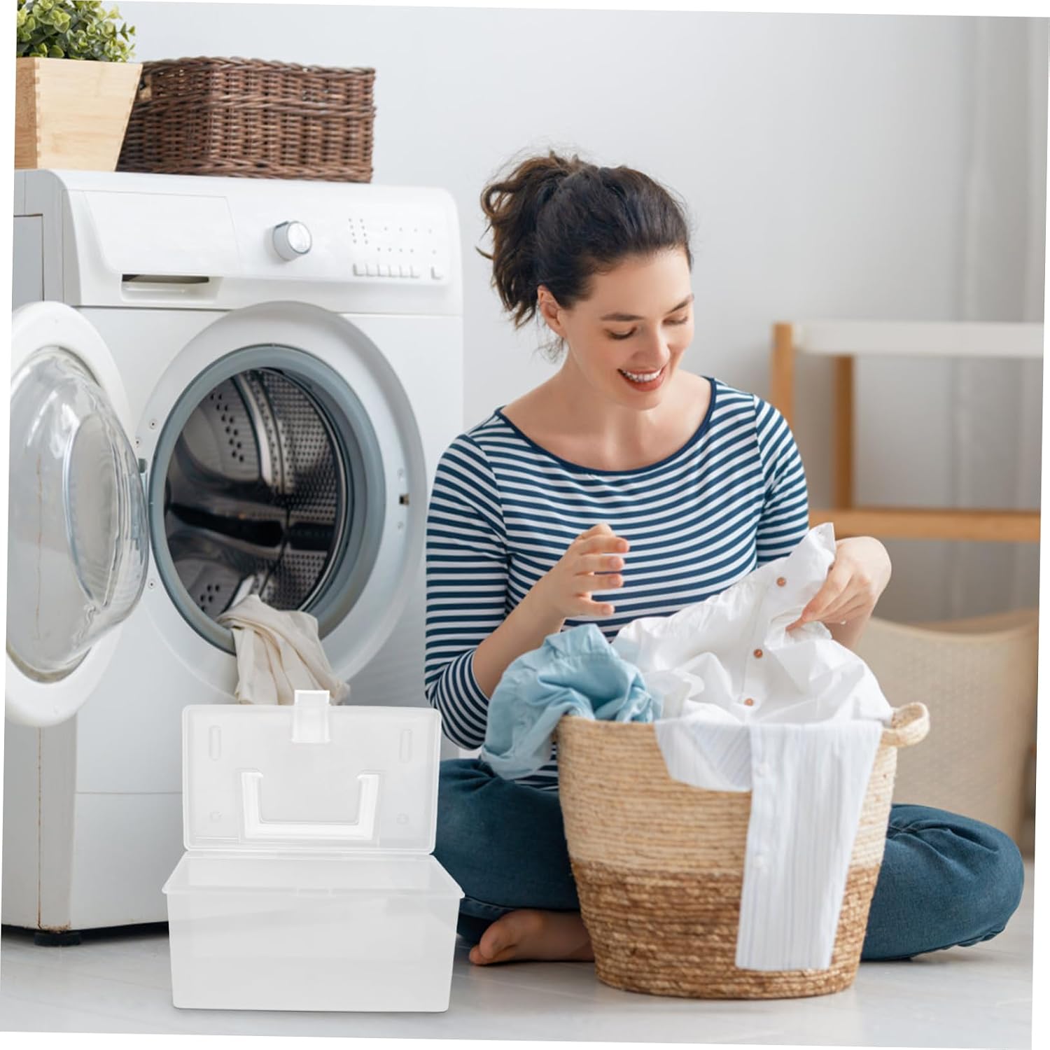 2pcs Laundry Beads Storage Box Multi-functional Laundry Powder Dispenser Capacity Container Snacks and Sundries Smooth Edges Space-saving Design