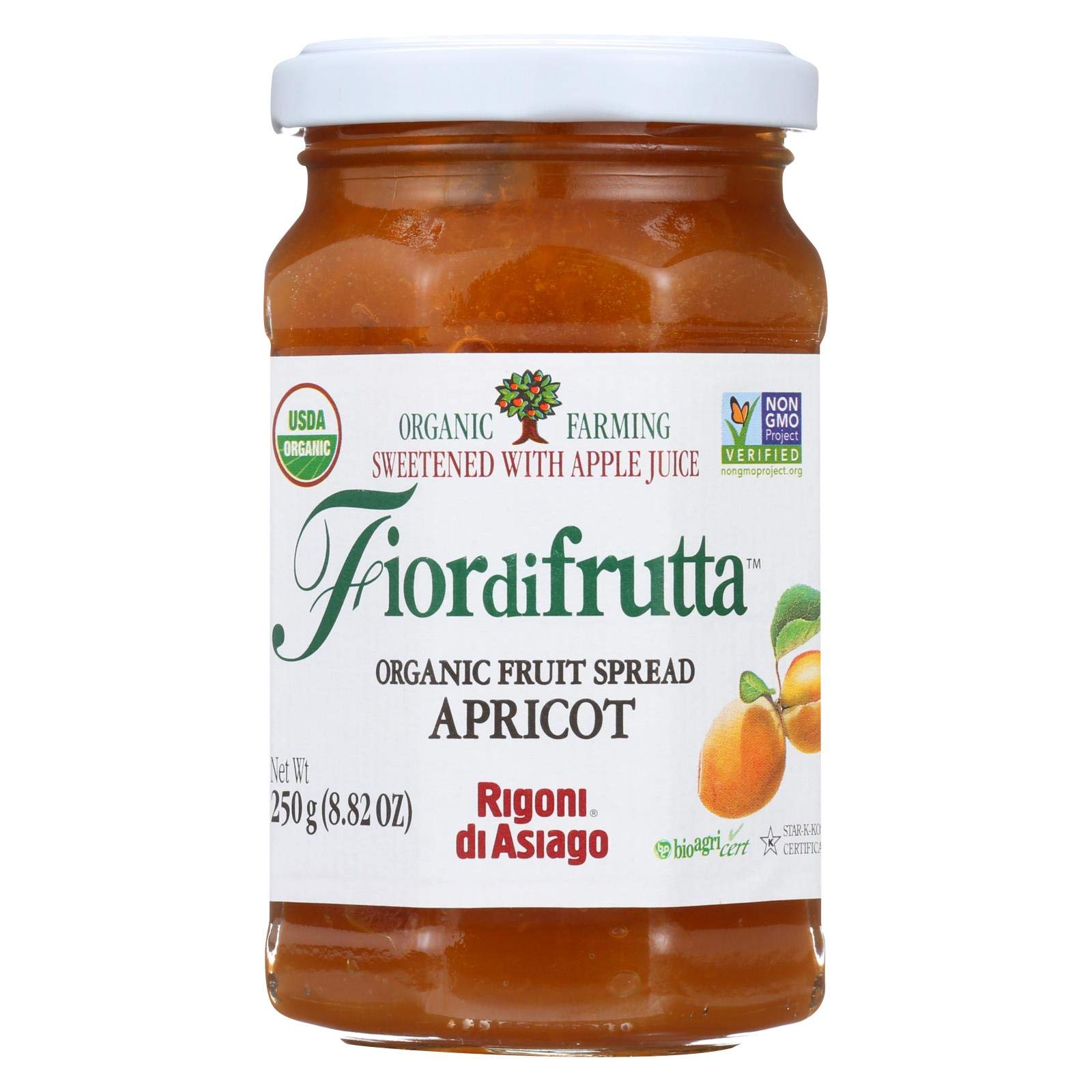 Fiordifrutta Organic Fruit Spread Apricot - Fruit Spread Apricot - Case of 6 - 8.82 oz.