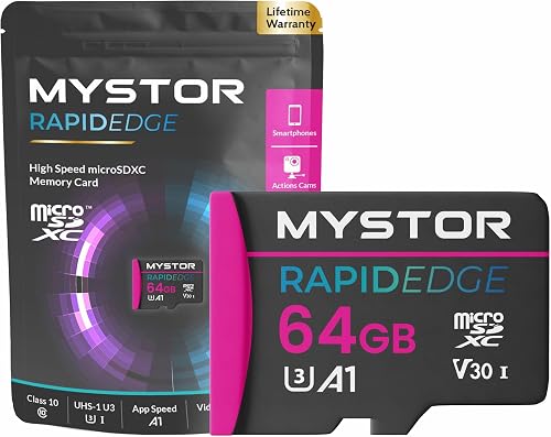 Micro SD Memory Card for Tapo Camera C82, C120, C210, C220, C110, C225, C211, TC40, TC41, TC65, TC82, C510 Micro SD Card for Tapo Camera Security Cam SD cards MicroSD (64GB MicroSD RapidEdge)