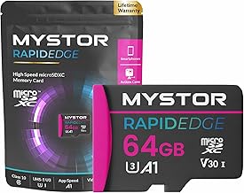 Mystor Micro SD Memory Card for Tapo Camera C82, C120, C210, C220, C110, C225, C211, TC40, TC41, TC65, TC82, C510 Micro SD Card for Tapo Camera Security Cam SD cards MicroSD (64GB MicroSD RapidEdge)