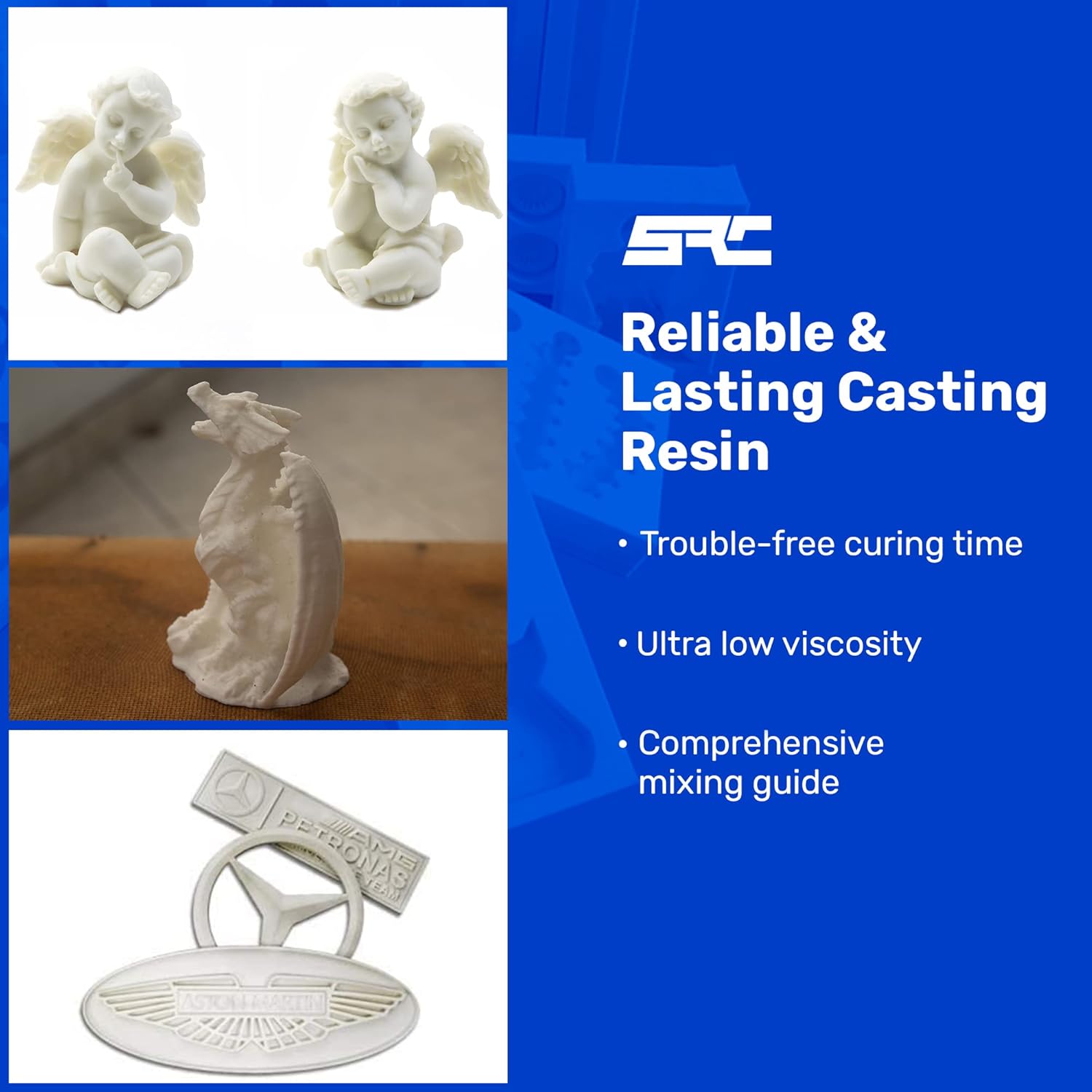 Fabri-Cast 50 1 Gal (0.5-Gal Part A + 0.5-Gal Part B) Polyurethane Casting Resin for Models, Figurines, and Sculptures, Silicone Hand Molding Set, Ultra Low Viscosity Liquid and Fast Curing