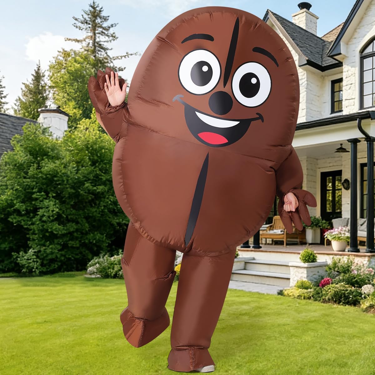 GOOSH Inflatables Costume for Adults Coffee beans Costume Men Women Funny Blow up Halloween Costume for Halloween Fancy Dress Party Cosplay
