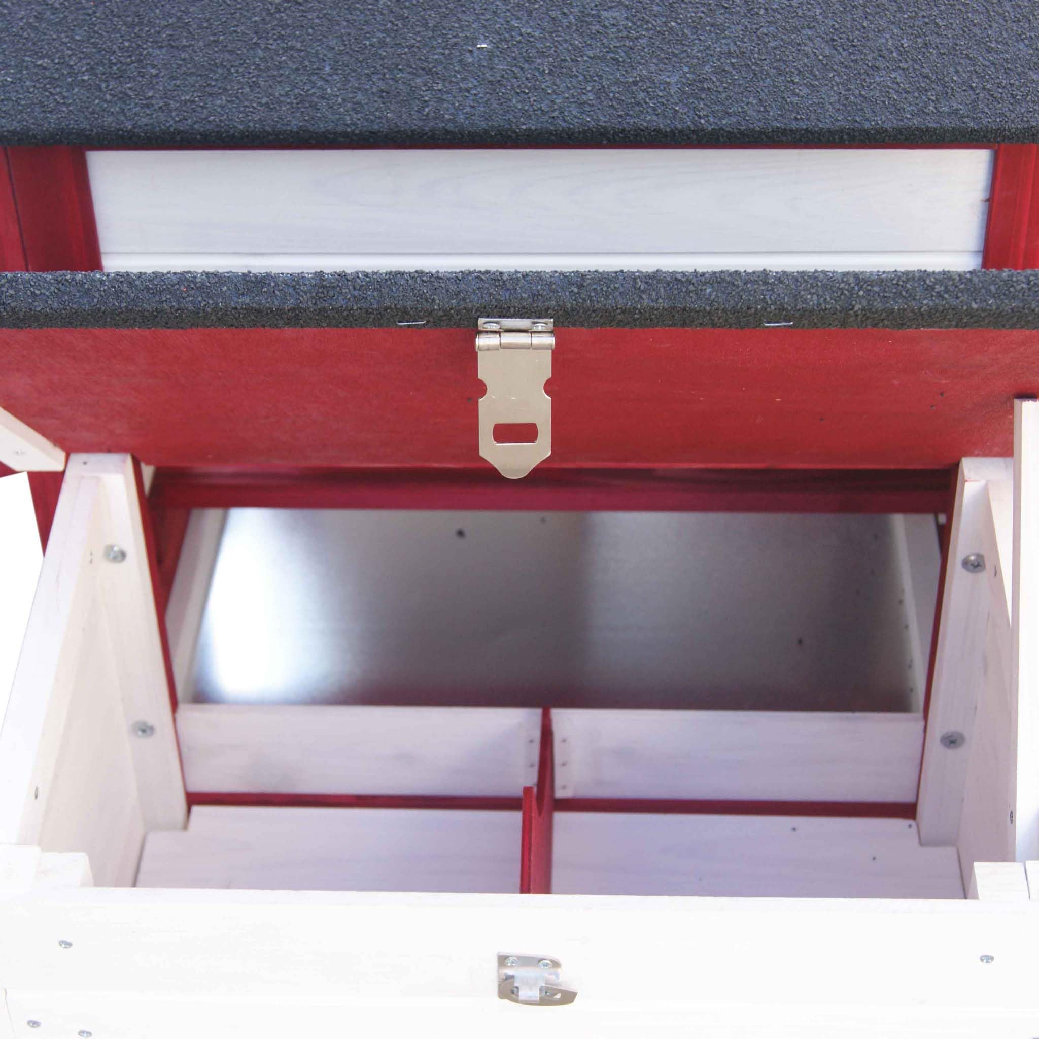 Gallinero con nidos y Corral Caseta con Suelo extraíble tejado Plegable Casa gallinas Rojo y Blanco