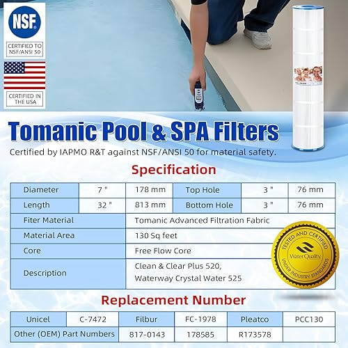 Miniatura 2 de Paquete de 4 cartuchos de filtro de piscina compatibles con Clean & Clear Plus 520, CCP520, Unicel C-7472, FC-1978, Pentair 178585, 160332, PCC130,